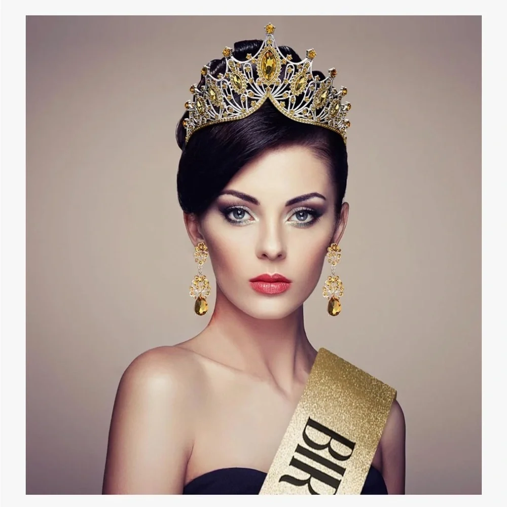 Gold Birthday Queen Tiara and Sash Set 064